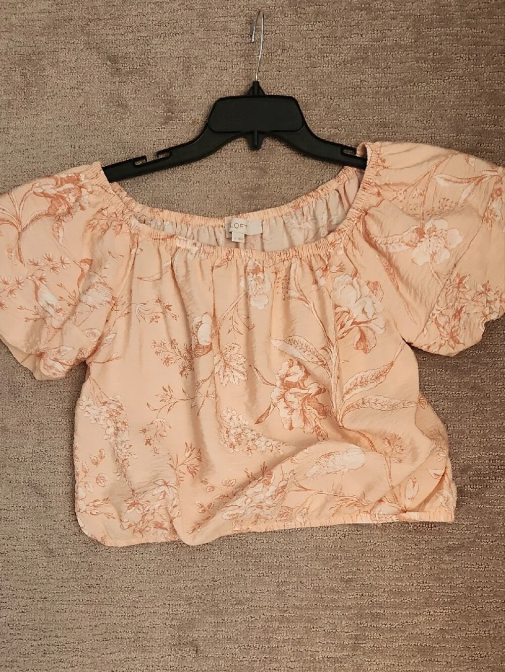 LOFT Blush Pink Floral Off-Shoulder Top